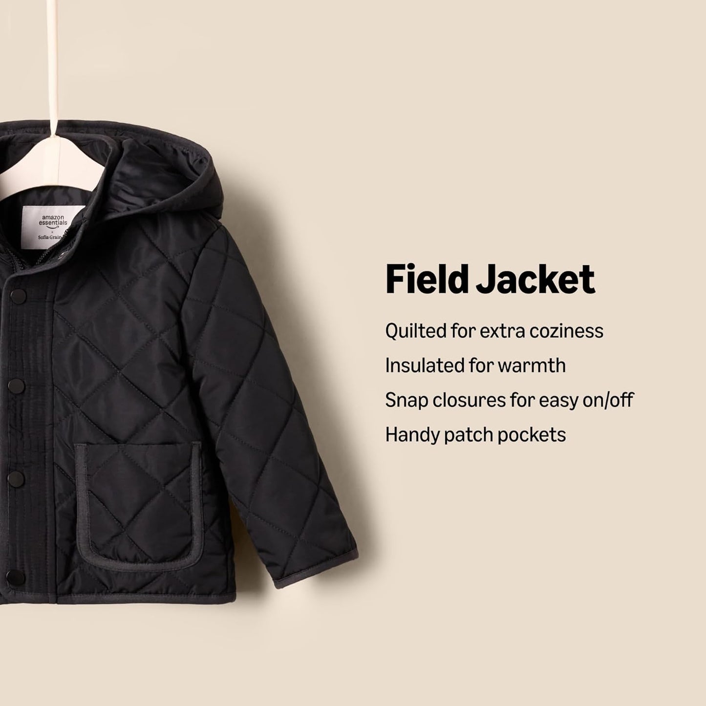 Amazon Essentials x Sofia Grainge Unisex Toddlers and Babies' Midweight Field Jacket with Hood