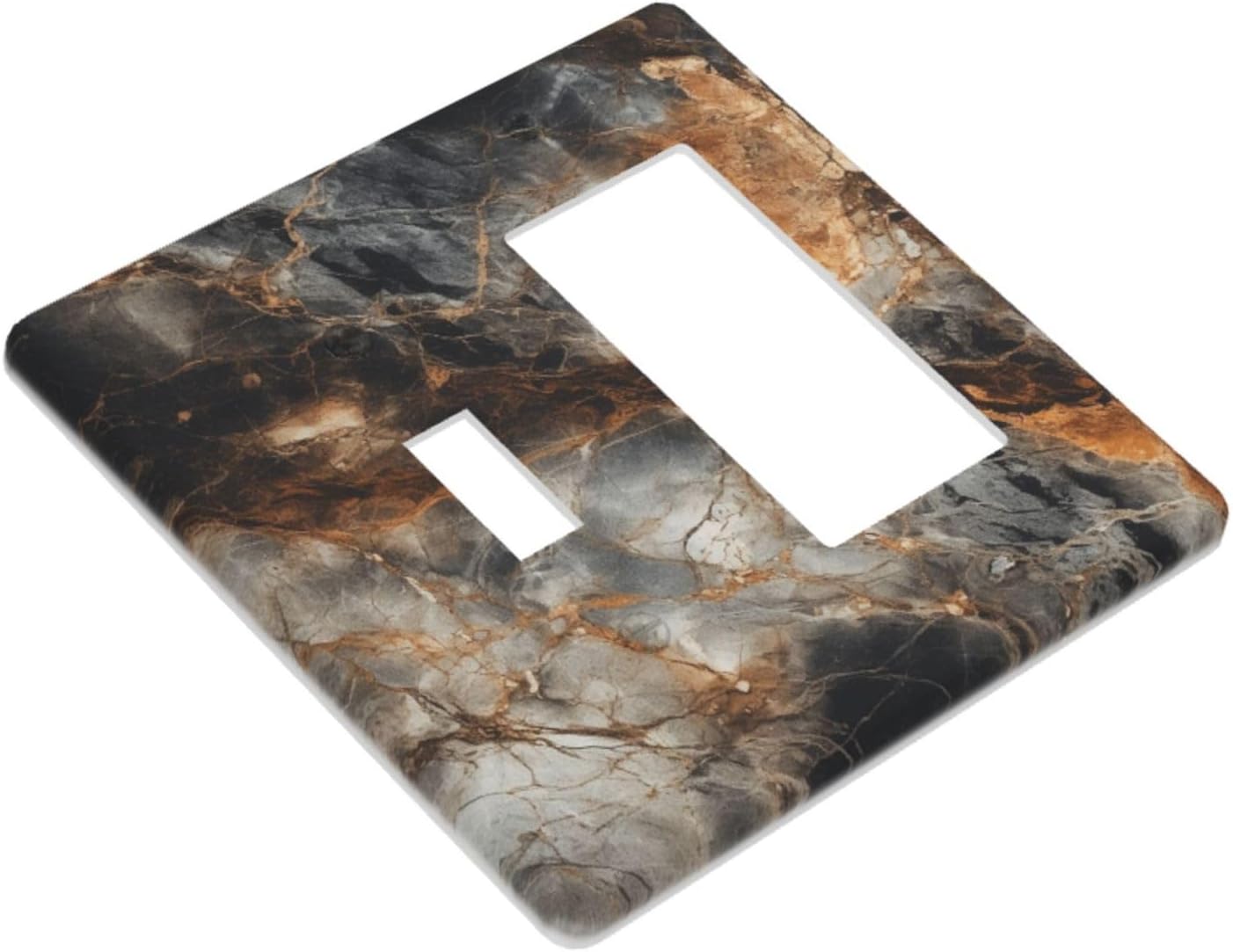 Brown Marble Granite Golden Lines Print Outlet Covers 1 Toggle 1 Rocker Combination Decorative Wall Plate Electrical Switch Plates Light Switch Cover Plate for Bathroom Kitchen Decor