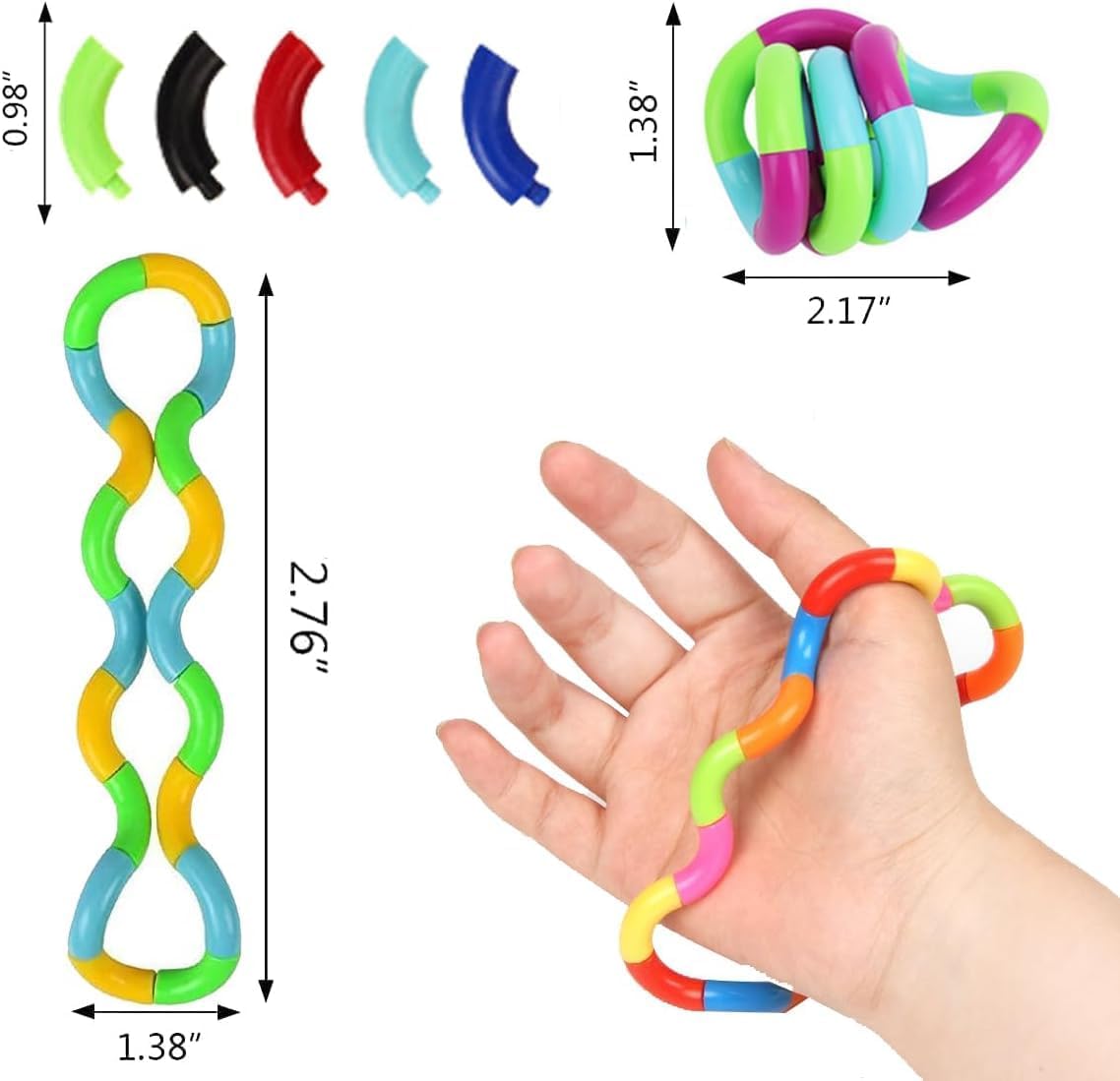 6PCS Random Multicolored Quiet Fidgets Toys for Unique Fidget Experience, Anti Anxiety Sensory Toys Combine into New Shapes,Brain Imagination Tools,Party Supplies