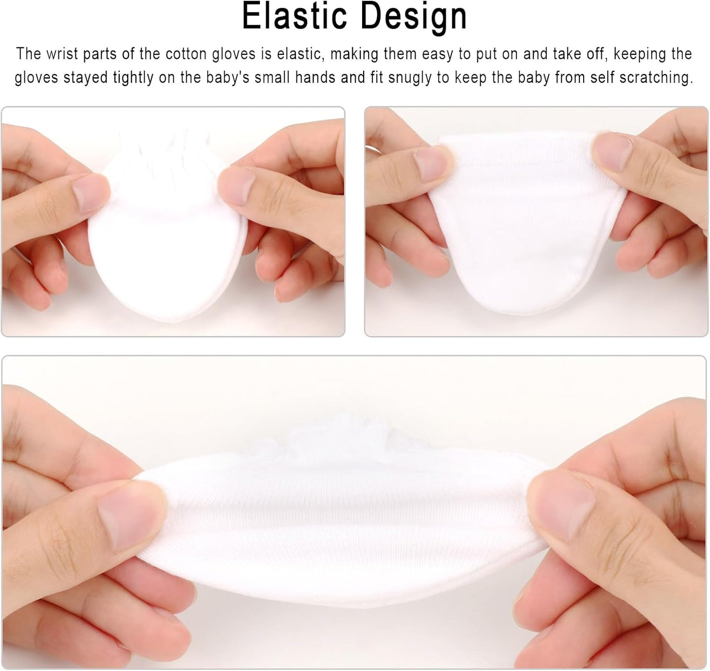 Newborn Baby Mittens No Scratch Cotton Elastic Wrist Gloves Infant Toddler Mittens for Baby Boy Girl 0-6 Months
