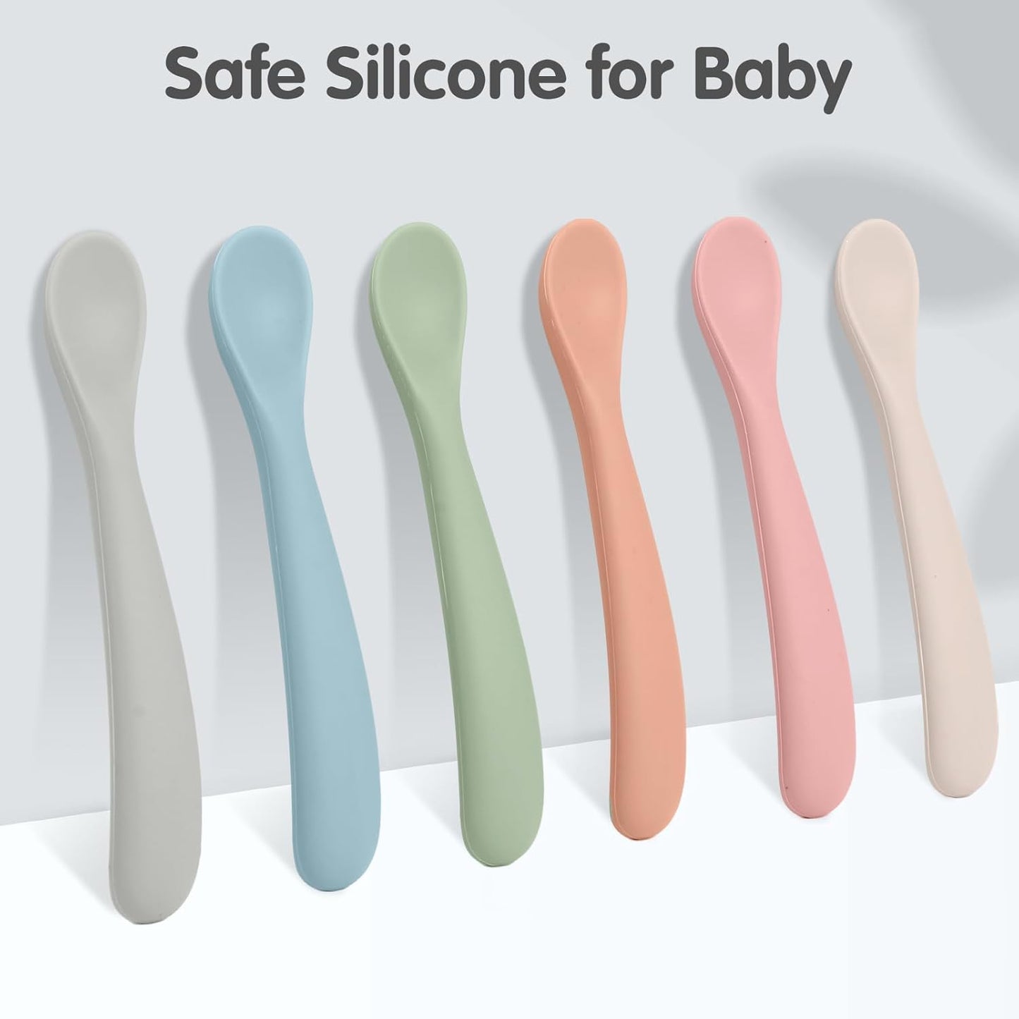 6 Pack Silicone Baby Spoons, Baby Spoons Self Feeding 6 Months+, BPA Free, Soft Tip Baby Utensils Feeding Spoon, Baby Led Weaning Supplies, Dishwasher and Boil Safe