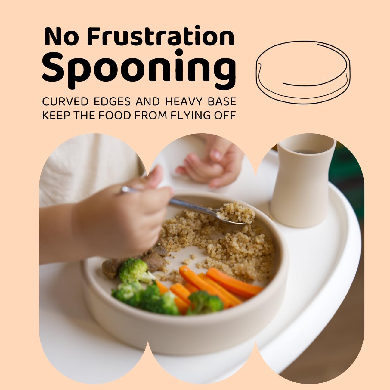 Solid Plate, Weighted Baby Toddler Plate, Silicone Plates for Baby, No-Division Kid Plates, Microwave & Dishwasher Safe Silicone Plate for Toddlers, No BPA, Blue Hour