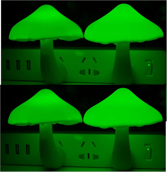 AUSAYE 4 Pack Plug in Night Light, Mushroom Light LED Nightlights for Kids, Adults, Bedroom, Bathroom,Hallway, Stairs, Kitchen Green