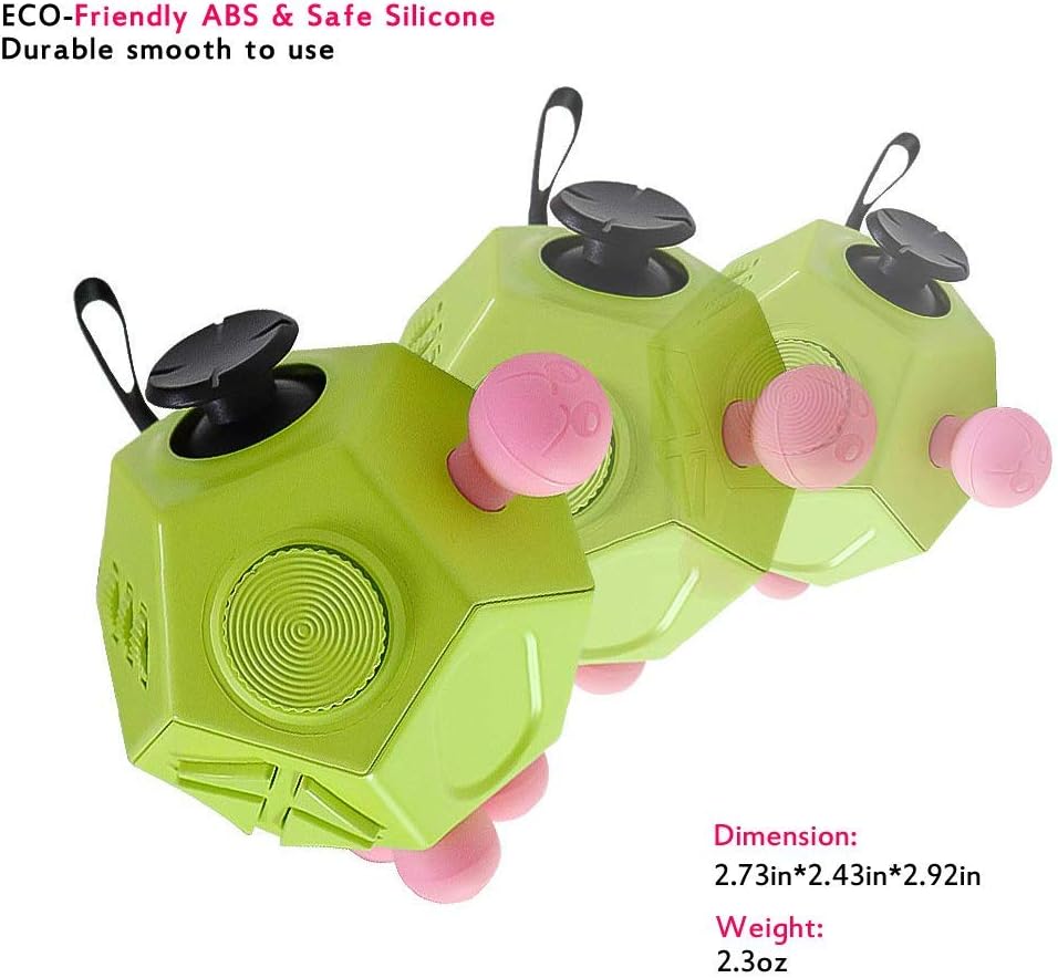 12 Sided Fidget Toys, Dodecagon Cube Toys Anti-Anxiety,Relieves Stress and Autism for Children,Teens and Adults (Green/A3)
