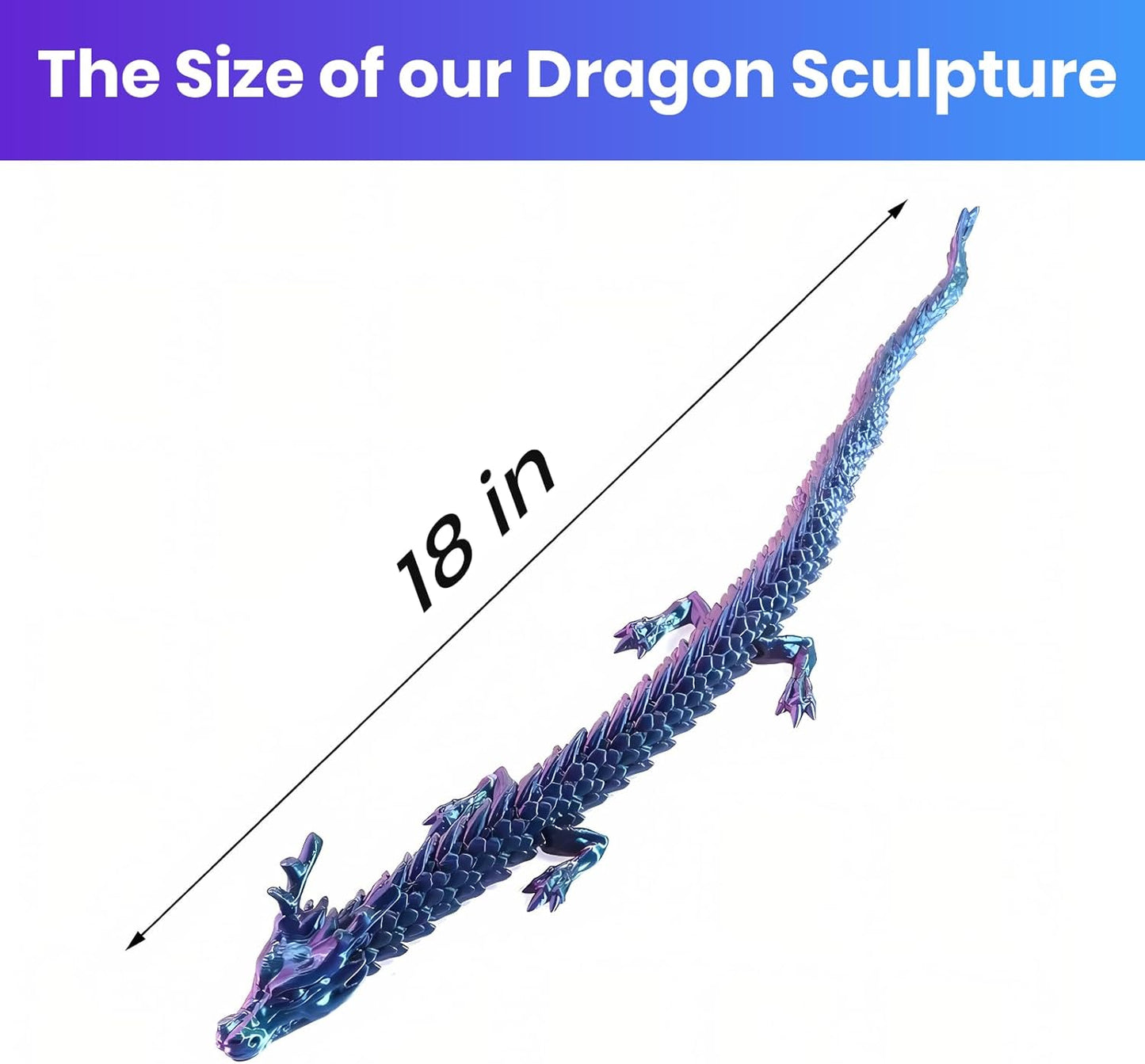 3D Printed Dragon,Chinese Dragon,Dragon Statue,Fidget Toys ,18 in,Fidget Toys for Autism/ADHD,3D Printed Present Toy, Executive Desk Toys,Home Office Decor