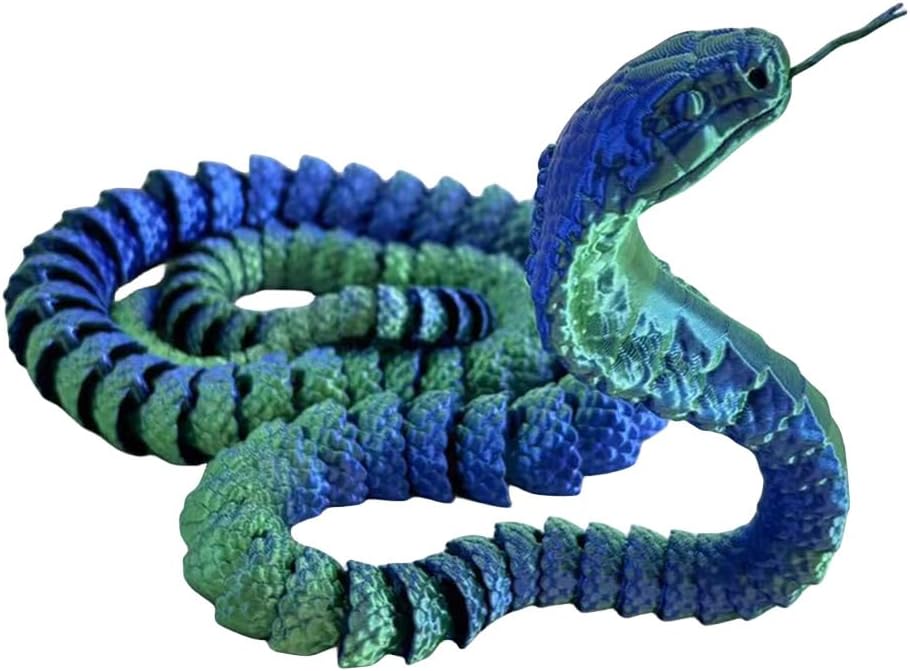 3D Printed Snake Cobra-3D Printed Animals Fidget Toy Creative 3D Printed Animals Articulated Snake Collectibles Home Office Executive Desk Decor