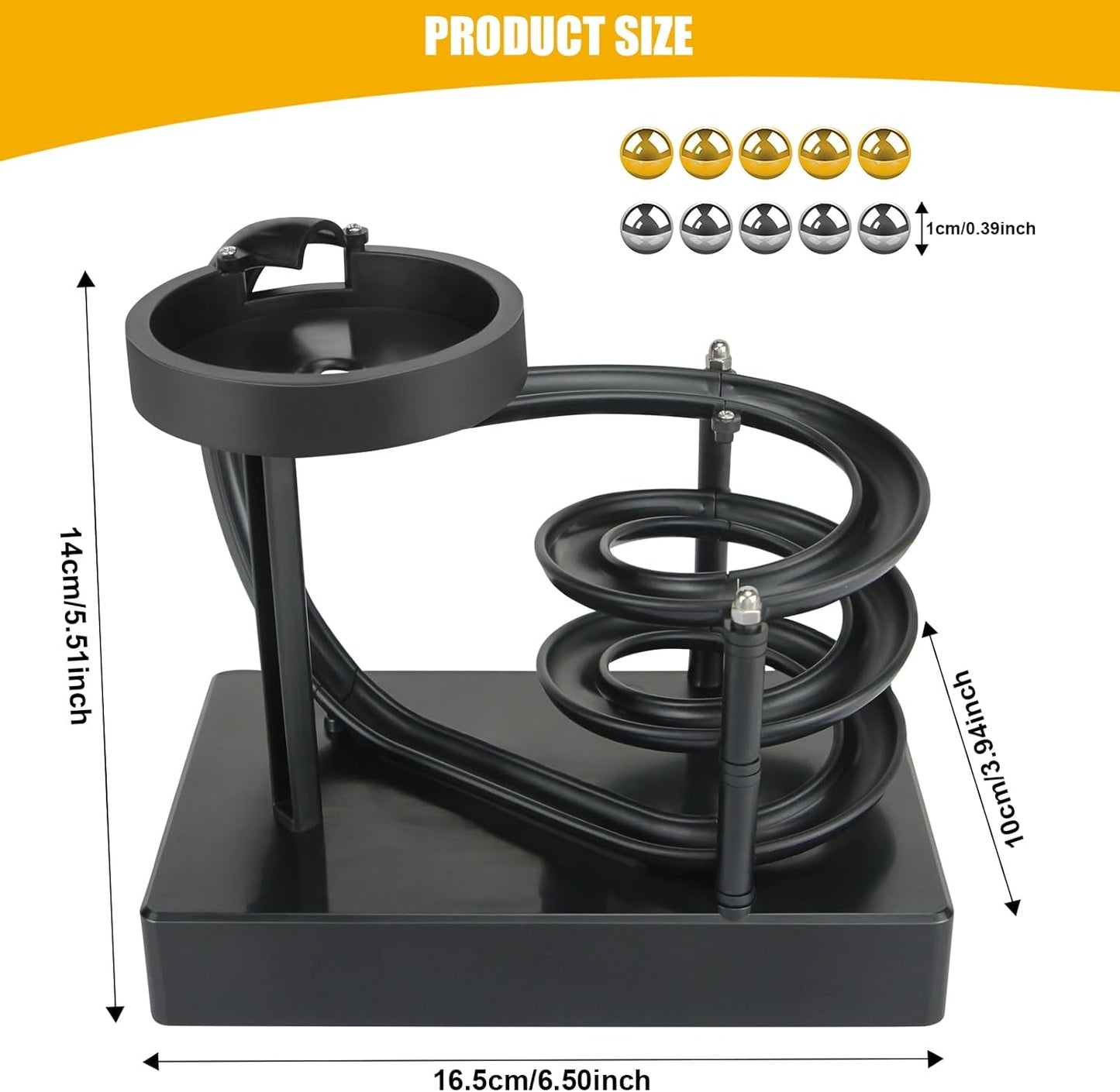 Kinetic Art Perpetual Motion Marble Machine for Home Office, Non-Stop Rolling Ball Toys Science Physics Gadget, Newtons Desktop Decoration Toys for Unisex Children Adult(Black)