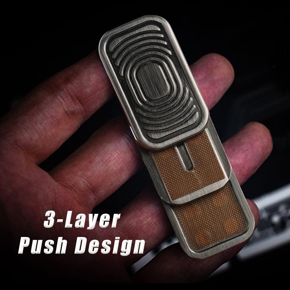 Magnetic Metal Fidget Toys - Metal Push Card Fidget Slider Stress Relief Toy, Men’s EDC Toy Fidget Toy Haptic Coin, Office Desk Toys Gifts for Boyfriend and Father (CP-3)