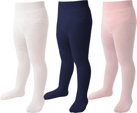 Marchare Baby Girls Tights Thick Solid Cable Knit Leggings Winter Warm Stockings For Toddler Girls 1/2/3/4/5 Pack