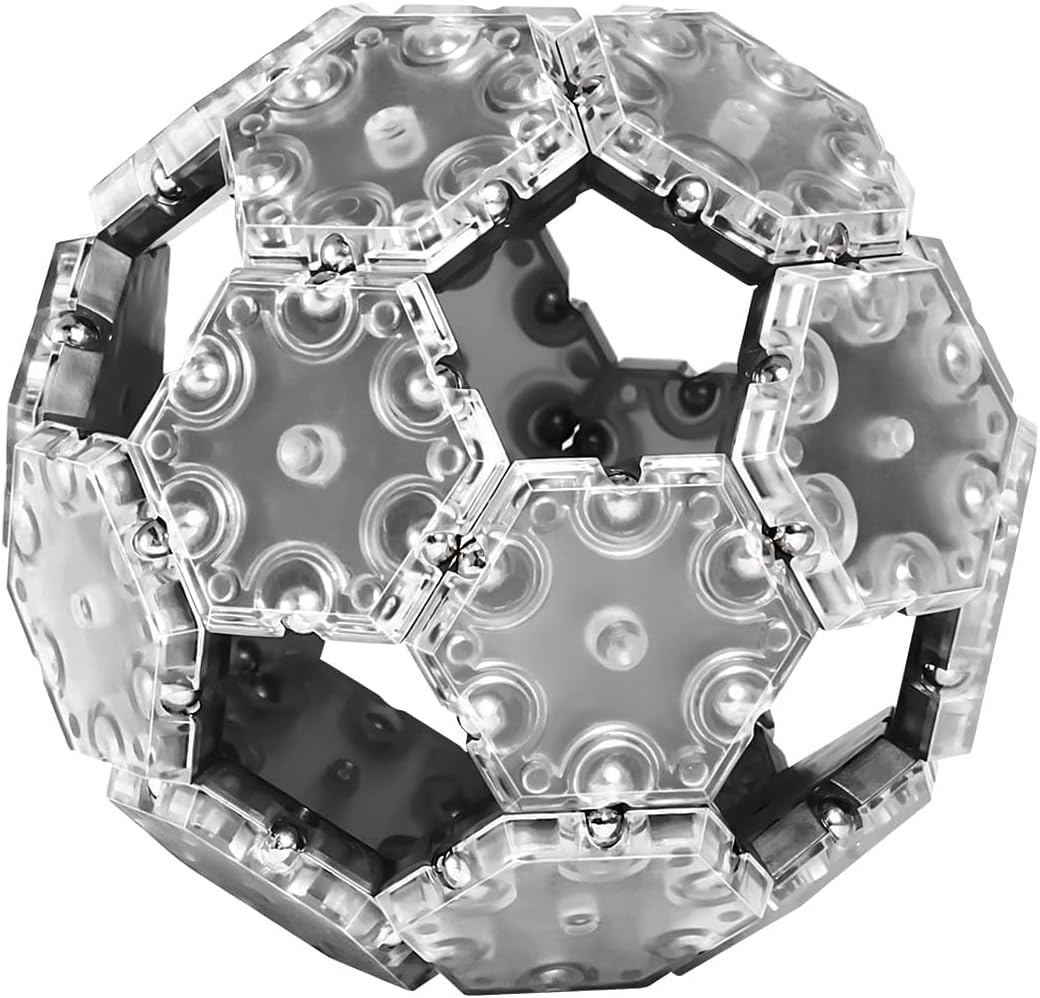 TEMI Fidget Sphere Toys of 12-Piece Set Pentagons Fun Executive Desk Toy Puzzles for Adults 14+ Years Old Boys and Girls (grey hexagon)
