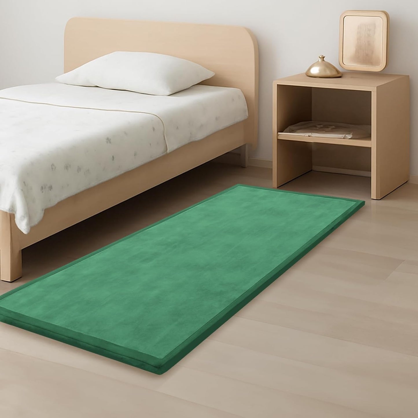 Baby Play Mat for Kids Room,Extra Thick Elasti-Foam Anti-Fall Cushion Mat for Babies,Toddlers,Infants,Water-Repellent&Non-Slip Bedroom Bedside Rugs(Emerald)