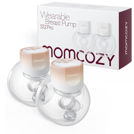Momcozy Hands-Free Breast Pump S12 Pro, Wearable & Portable Pump with Soft DoubleFit Flange, 3 Modes | 9 Levels Double Electric Pump, Smart Display, 24mm, 2 Pack, Cozy Pink