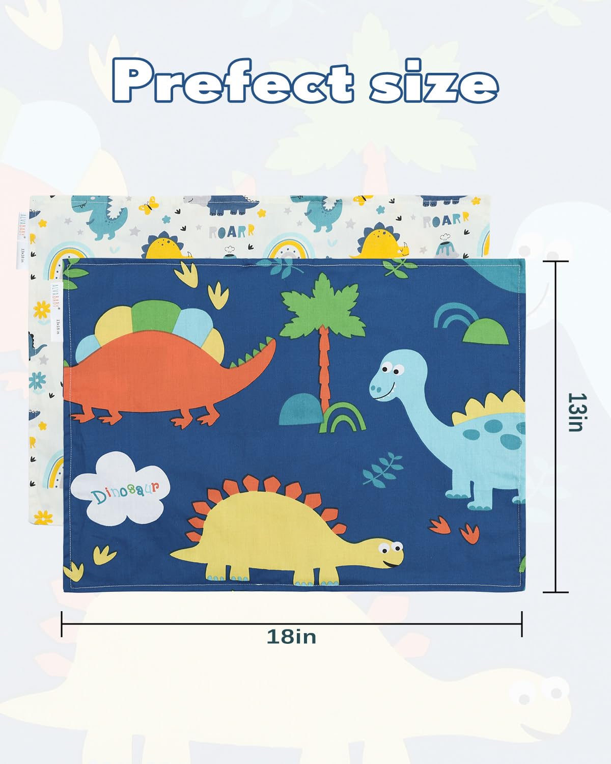 ALVABABY Toddler Pillowcases 2 Pack Organic Cotton Kids Pillow Cover Fit 13"x 18" or 12"x16" Envelope for Girl Boy Sleepy Travel