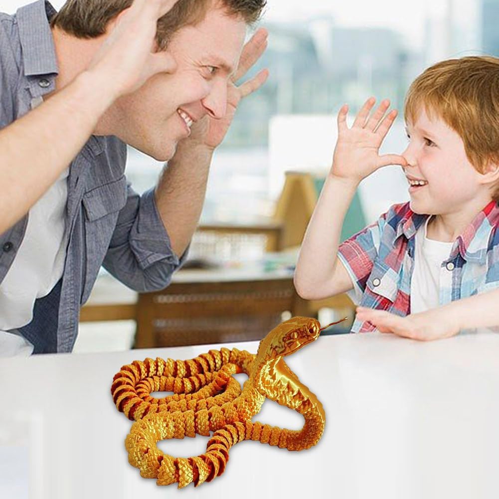 3D Printed Snake Cobra-3D Printed Animals Fidget Toy Creative 3D Printed Animals Articulated Snake Collectibles Home Office Executive Desk Decor