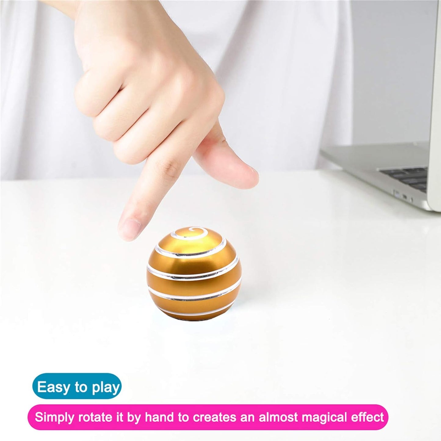 Desk-Fidget-Kinetic-Toys Cool-Gadgets: Cool-Stuff Thing Game Toy for Adult Teen Children Kid, Optical-Illusion Stress Relief Gifts for Man Women Home Office School Christmas Spinning Up 300 Seconds