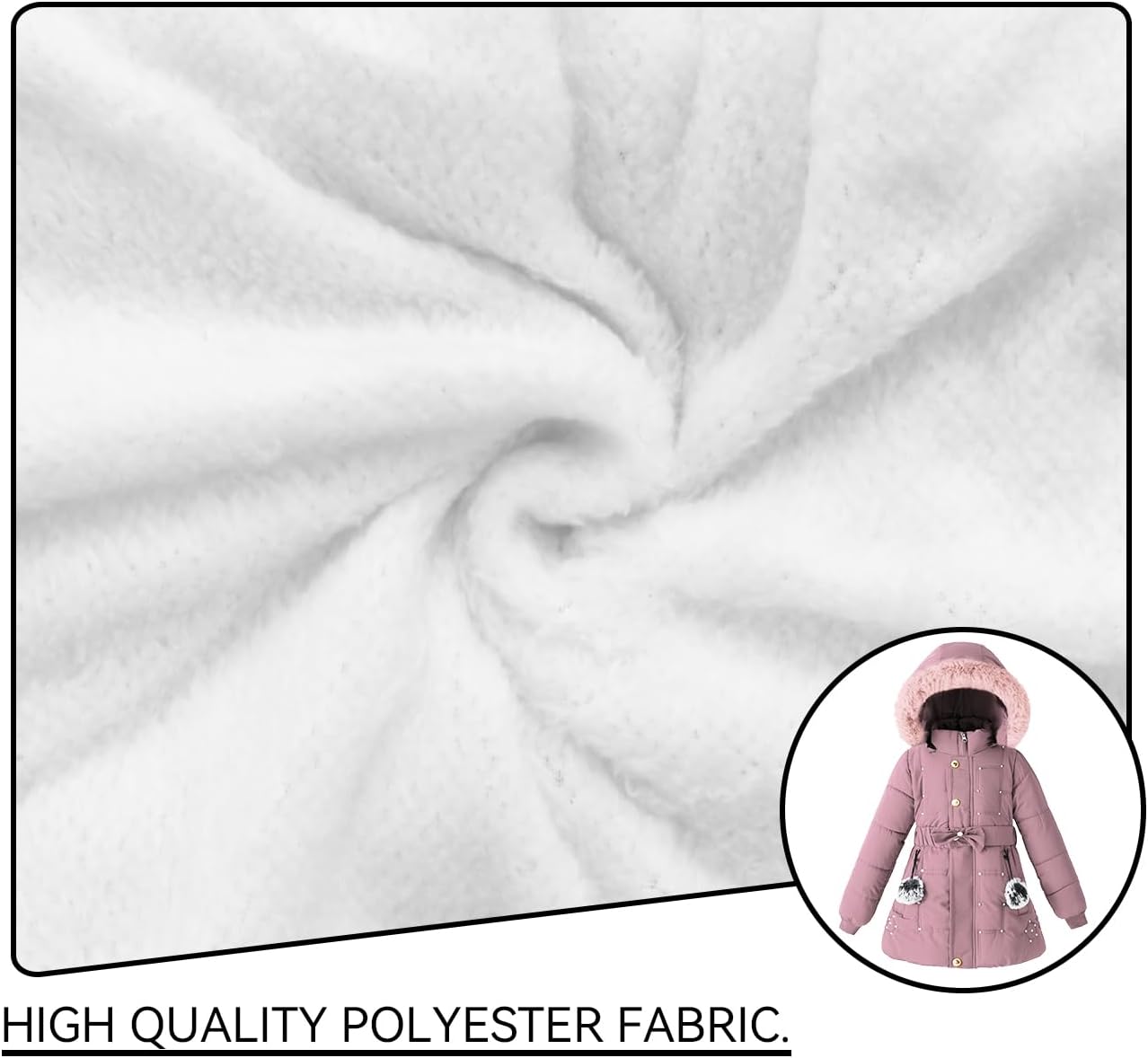 Girls Winter Dress Coats Faux Fur Hooded Fleece Jackets Waterproof Parka Outwear