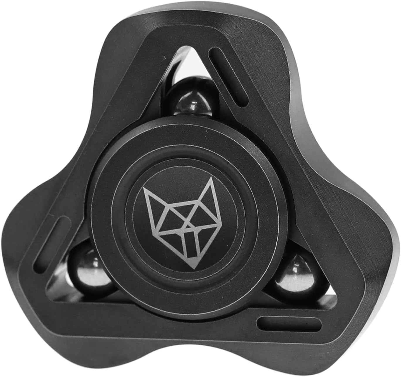 FREELOVE Upgraded Fox Metal Fidget Spinner for Adults, Steel/Glow Balls Clicking Noise, Mini Small Tiny Pocket Tri Finger Gyro, Long Spinning Premium Bearing Toy, Stainless Steel CNC, Stone Black