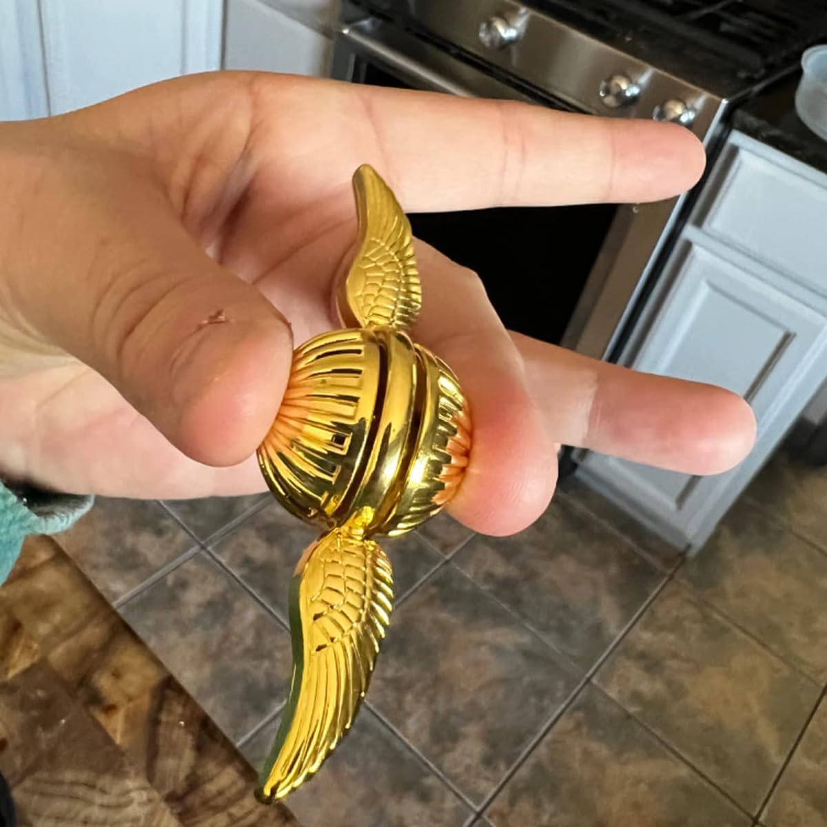 Magic Orb Hand Finger Spinner, Gold Fidget Spinner Stress Relief Anti Anxiety Desk Decoration Gifts Party Favors for Adults (Gold), Small