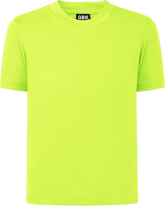 QBK 2T to Youth Neon Shirt Kids UPF 50+ Dry Fit Athletic Short Sleeve Rash Guard T Shirts for Boys Girls Sports Undershirt