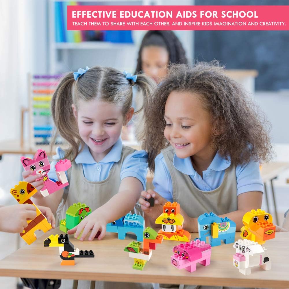 Animals Building Blocks Set, 122 Pieces Animal Building Toy Kit with Storage Box for Kids Ages 3 4 5 6 Years, Creative STEM Educational Preschool Toys for Toddlers Boys Girls Christmas Birthday Gift