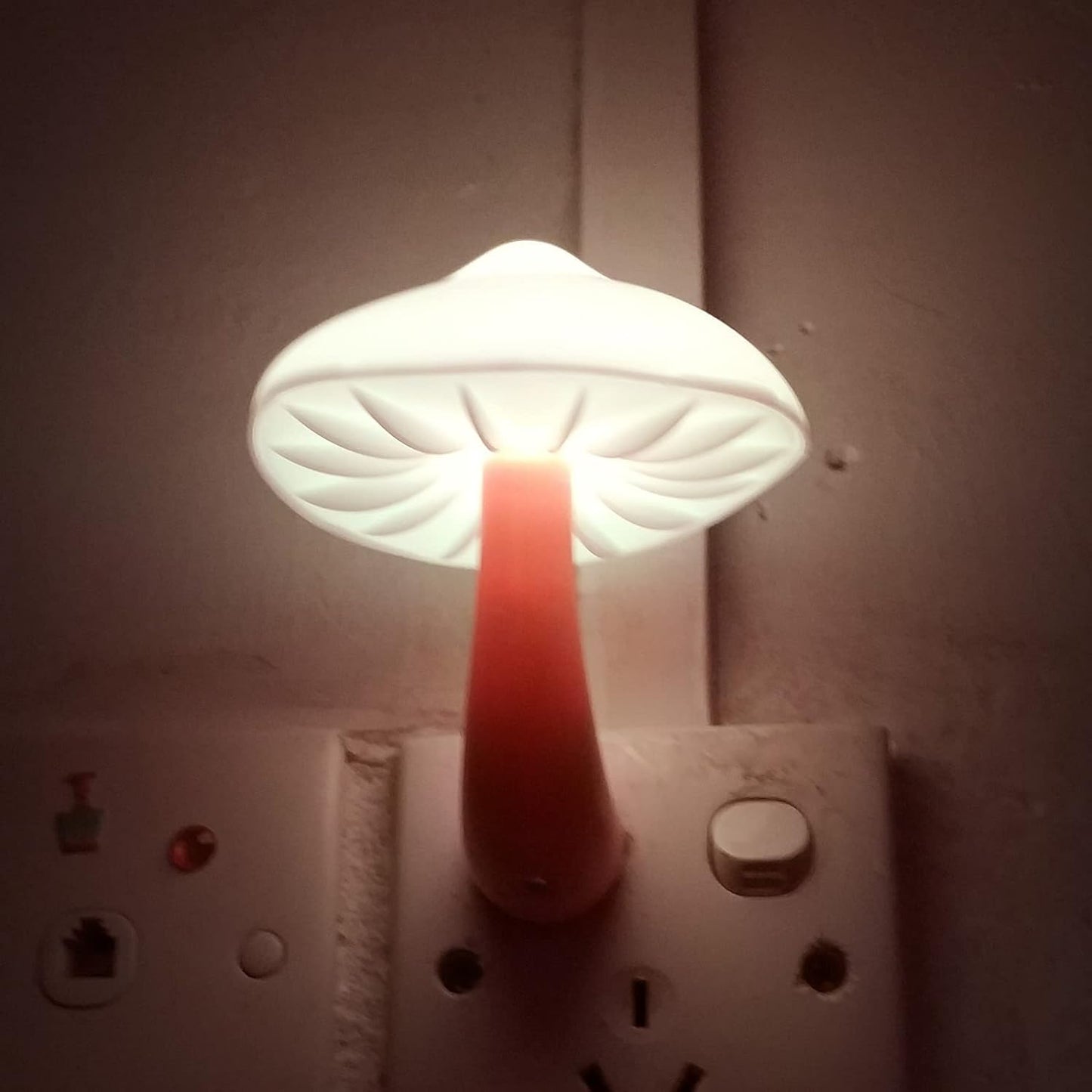 AUSAYE 2 Pack Sensor LED Night Light Plug in NightLight Energy Saving Wall Lamp Mushroom Night Lights for Bedroom, Bathroom,Toilet,Hallway,Kitchen,Kids,Adults Warm White