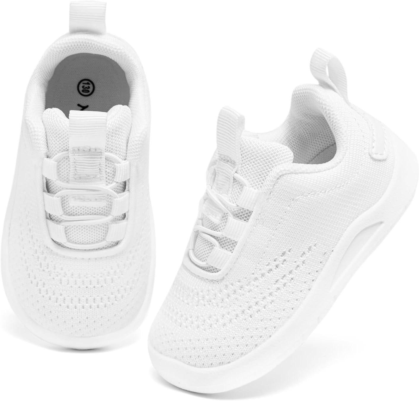 MORENDL Toddler Slip On Sneakers Baby Walking Shoes Non-Slip Breathable Unisex Pink Mesh Lace-Up Athletic Sneakers Infant Running Shoes