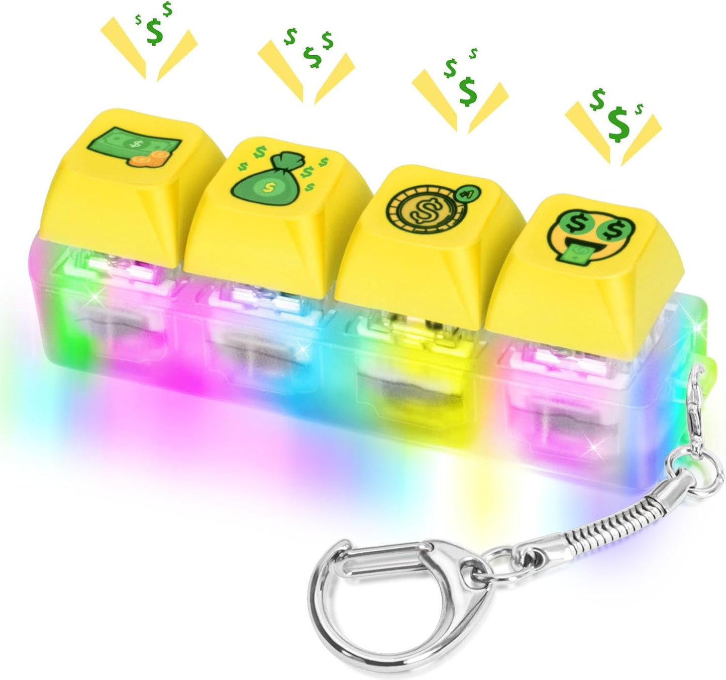 Keyboard Fidget Toys Adults Fidget Keyboard Clicker with LED Light Keychain Sensory Toys for Anxiety Stress Relief (GreenDollar, 4 in 1)