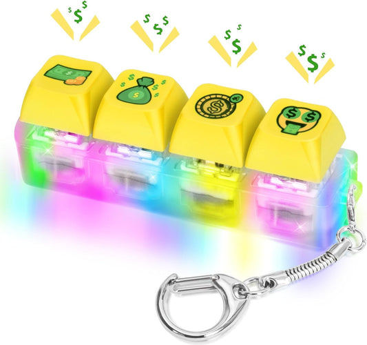 Keyboard Fidget Toys Adults Fidget Keyboard Clicker with LED Light Keychain Sensory Toys for Anxiety Stress Relief (GreenDollar, 4 in 1)
