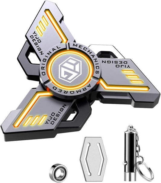 INNÔPLUS Fidget Spinner, Fidget Spinners Cool, Fidget Spinners for Kids, Stress Anxiety ADHD Relief Figets Toy, Fidget Light Up Spinner, Metal Finger Hand Spinner Toy with Luminous Light (Orange)