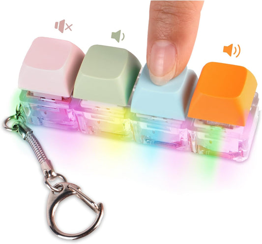 Byhoo Keyboard Fidget, 3 Types of Touch Fidget Keyboard, 3 Speed Colored Lights Keyboard Fidget Toy, Linear Keyboard Fidget Clicker, Keyboard Clicker Fidget to Relieve Stress