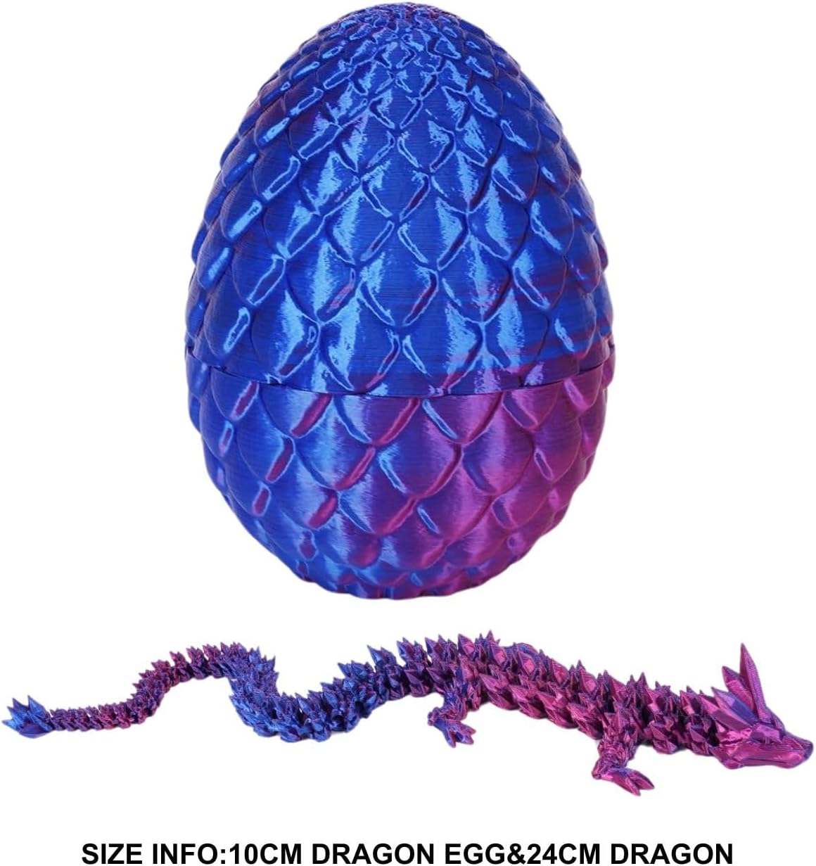 3D Printed Dragon Egg, Dragon Eggs with Dragon Inside, Crystal Articulated Dragon, Mystery Dragon Egg Fidget Toy, 3D Dragon Eggs Surprise Fidget Toy (Laser Purple)