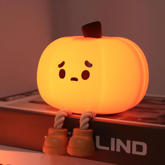 DREAMING MY DREAM Cute Pumpkin Lamp,Halloween Decor Night Light Silicone LED Lamp Rechargeable Bedside Touch Lamp,Nursery Pumpkin nightlight for Kids,Breastfeeding for Baby