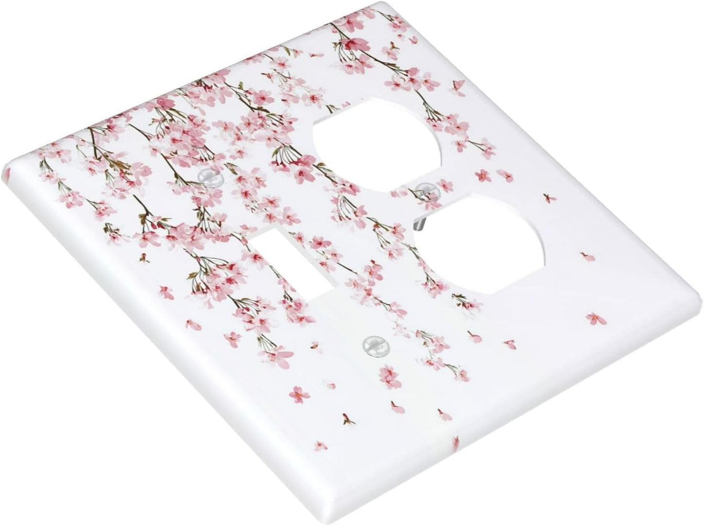 Wallplates Sakura Plant Floral Pink Flowers 1 Toggle 1 Duplex Switch Plate Electrical Gfci Faceplate Decorative Light Switch Covers For Bed Room Living Room Decor