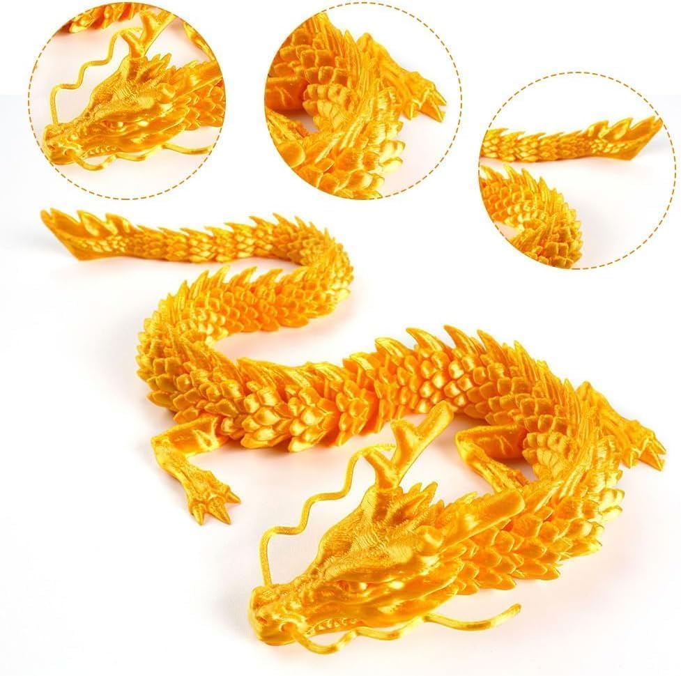 Executive Desk Toys Easter Egg, 3D Printed Dragon, 3D Dragon Eggs with Dragon Inside, Dragon Toy Dragon Egg Fidget Toy, Fidget Toys for Autism/ADHD (Silk Gold)