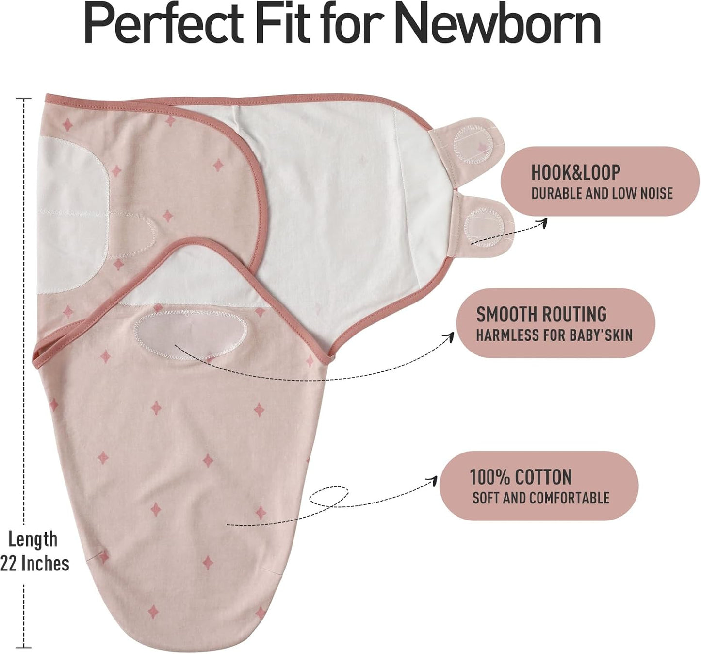 GLLQUEN BABY 3-Pack Organic Baby Swaddle Sleep Sacks for Newborn - Baby Swaddles 0-3 Months, Newborn Swaddling Sack, Rainbow & Sun, Infant Swaddle Blanket Wrap (Small/Medium)