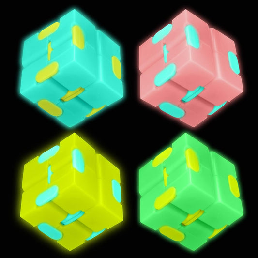 Infinitycube Fidget Toy Stress Relieving Fidgeting Game for Kids and Adults,Cute Pocket-sized Unique Gadget for Anxiety Relief and Kill Time (4, Light Up Macarons)
