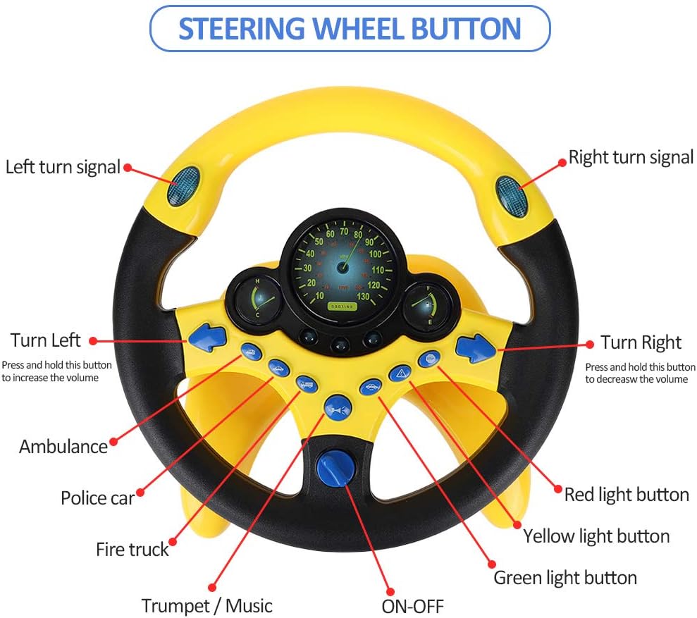 Coherny Simulated Driving Controller Portable Simulated Driving Steering Wheel Copilot Toy Children's Educational Sounding Toy Small Steering Wheel Toy Gift Funny Interactive Driving Wheel with Music