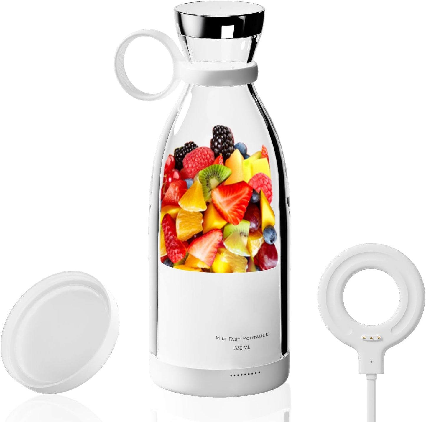 OTPEIR Portable Blender for Shakes and Smoothies with 11.83 Oz Travel Cup and Lid,Durable Stainless Steel Blades for Juice Blending Performance, White