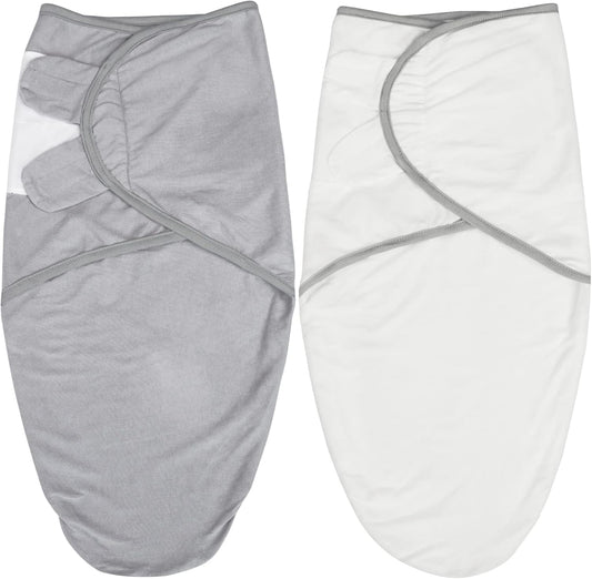 Biloban Baby Swaddle for Boys Girls, 3-6 Months, Cotton Blanket, Newborn Essentials, Grey & White, 2 Pack