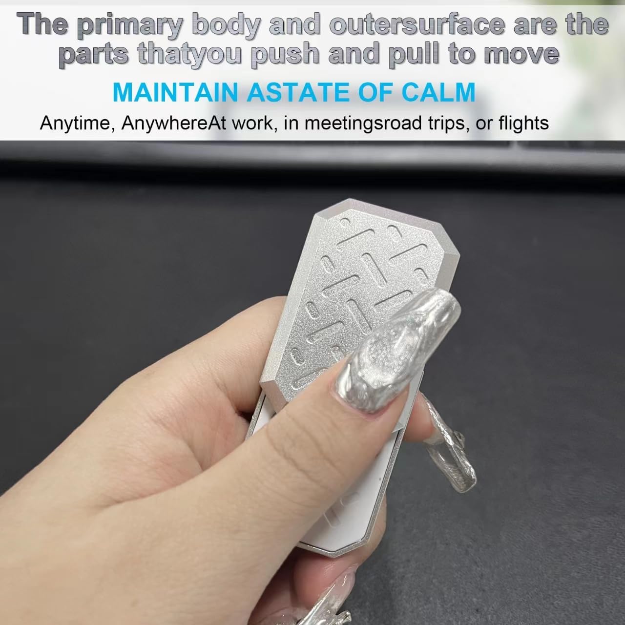 Magnetic Metal Fidget Toys, Aluminium Alloy Push Card Fidget Slider Stress Relief Toy, EDC Adult Fidget Toys, ADHD Autism Sensory Toys, Office Desk Toys for Boyfriend and Father (Silver)