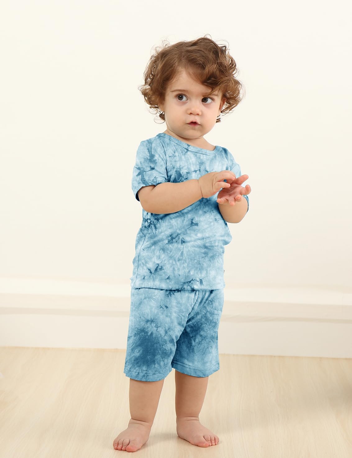 Jimonda Baby/Toddler Soft Sleepwear Short sleeve Kids Cool Pajama Outdoor 2-Piece Shirt&Shorts Casual sets Tie Dye PJ