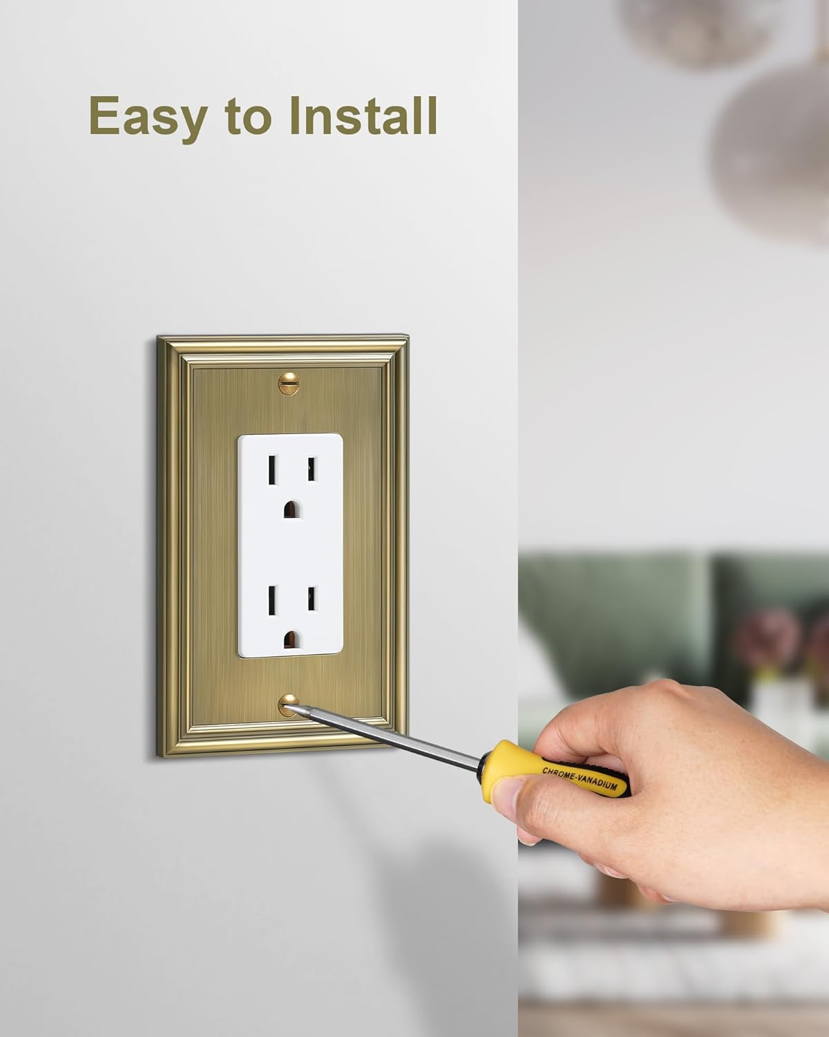 4-Pack Decorator Cover Plate, Antique Brass Decorative Switch Plates and Outlet Covers, Durable Zinc Alloy Wall Plates for Electrical Outlets, Receptacle, GFCI Outlet, Dimmer Switch