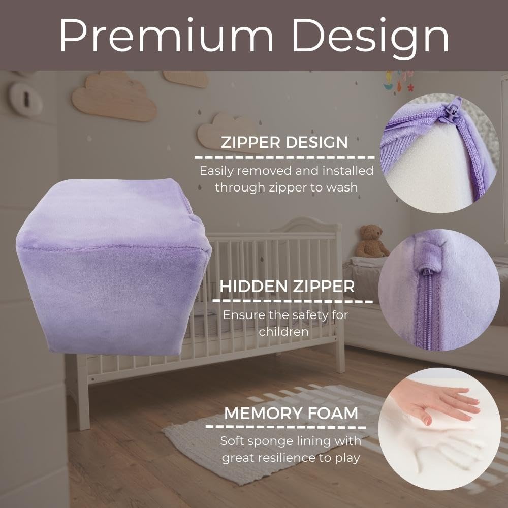 Wonder Space Plush Foam Blocks - Nursery Building & Stacking Toys for Toddlers Boys & Girls, Soft Smooth Velvet Cover, Early Education Gross Motor Skills & Brain Development (12 Cubes, Classic)