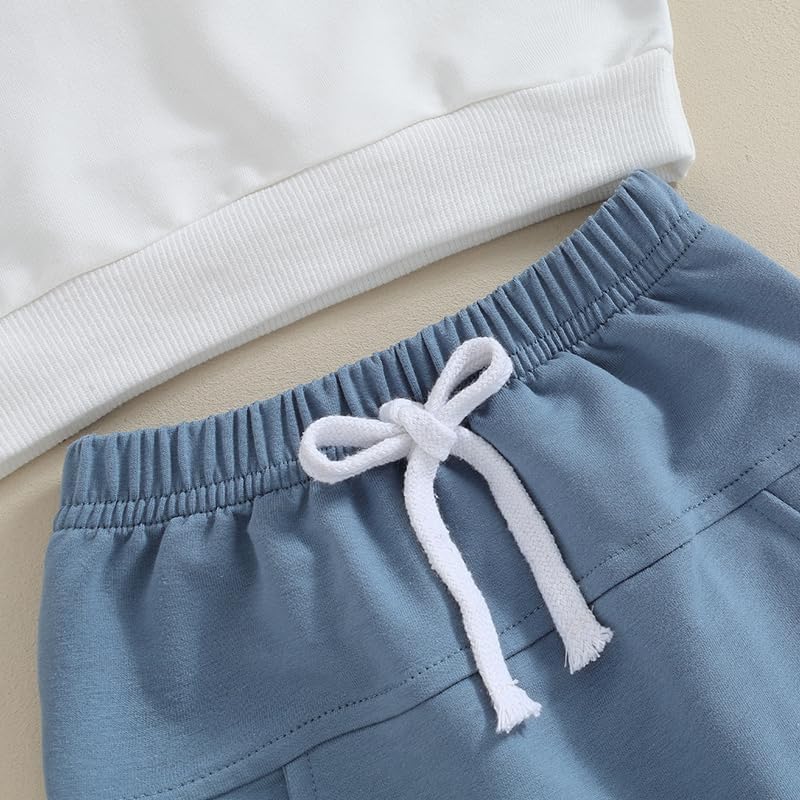 Toddler Baby Boy Summer Hooded Outfit Contrast Color Short Sleeve T Shirt Top Elastic Shorts Summer Clothes Set