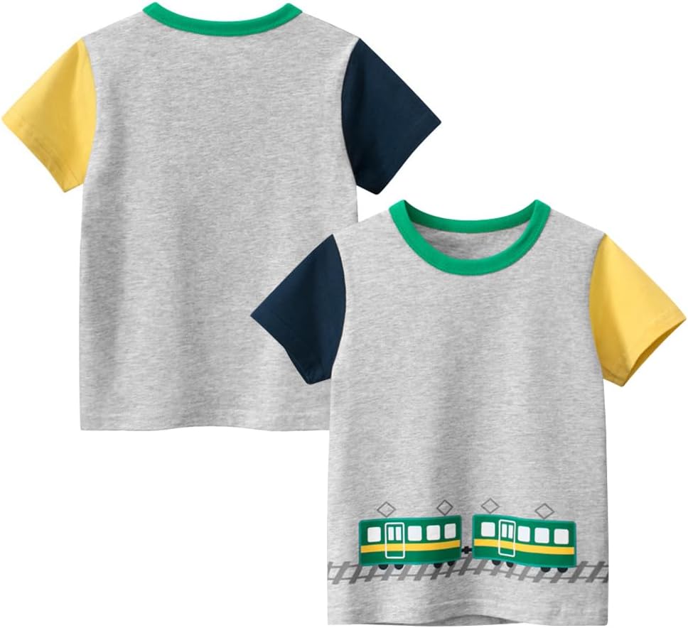 Boys' 4-Pack Excavator Short Sleeve Crewneck T-Shirts Top Tee Size 2-7 Years Toddler Boys' Value Pack Cotton T-Shirt