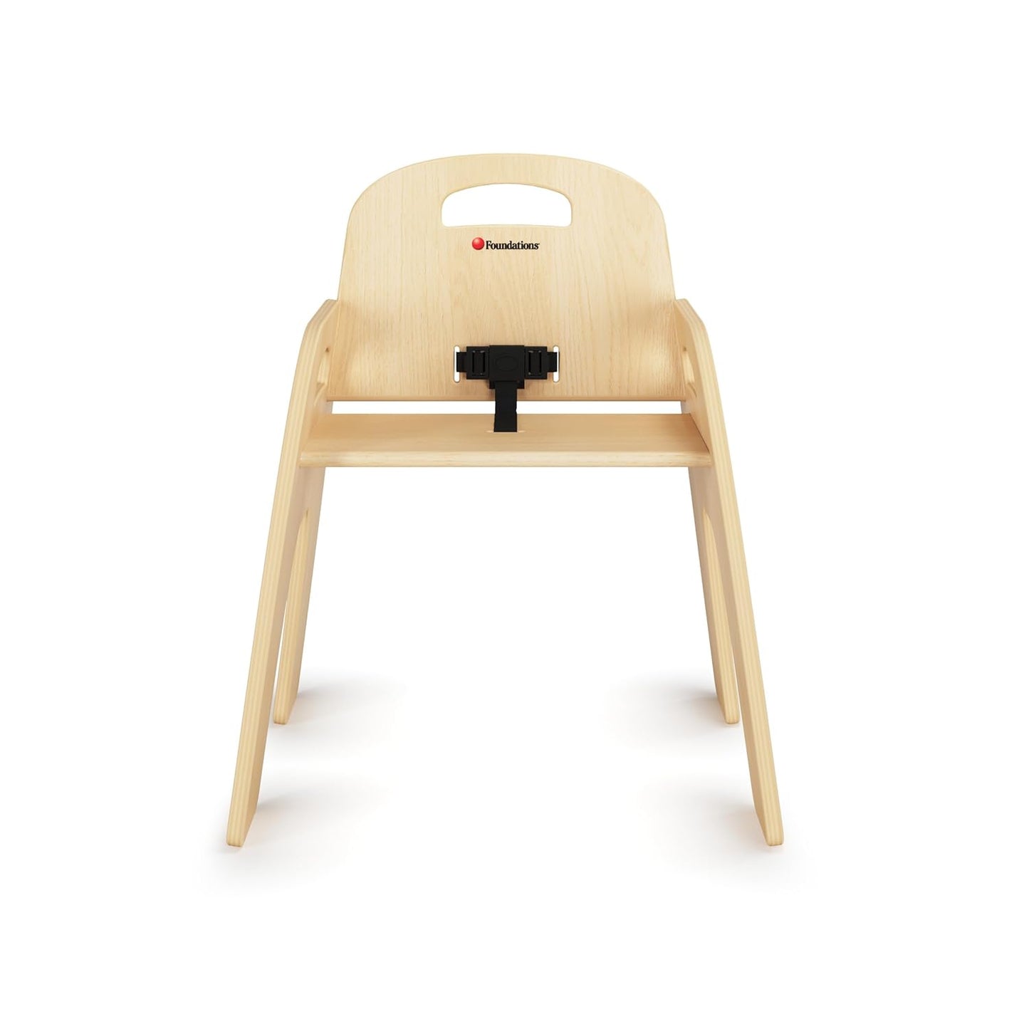 Foundations Simple Sitter 13” Low Wood Feeding Chairs, Wide No-Tip Base, Adjustable Safety Harness, Stackable Wood Toddler Chairs with Food Service Grade Finish, 2 Pack