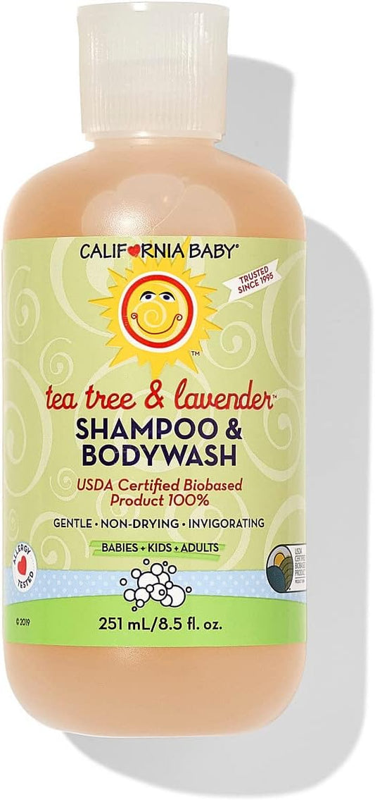 California Baby Tea Tree & Lavender Baby Shampoo And Body Wash - Allergy Tested Baby Soap and Toddler Shampoo, for Dry, Sensitive Skin, 100% Plant-Based - USDA Certified, 251 mL / 8.5 fl. oz.