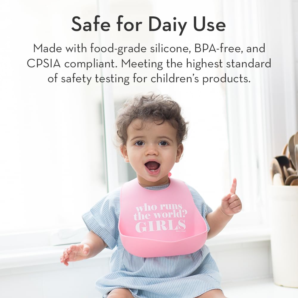 Baby Bib for Eating by Bella Tunno, Waterproof Silicone Bib with Large Food Catcher, Adjustable Fit for Babies 4-12 months & Toddlers 1-3 Years, Boys & Girls, Little Lady