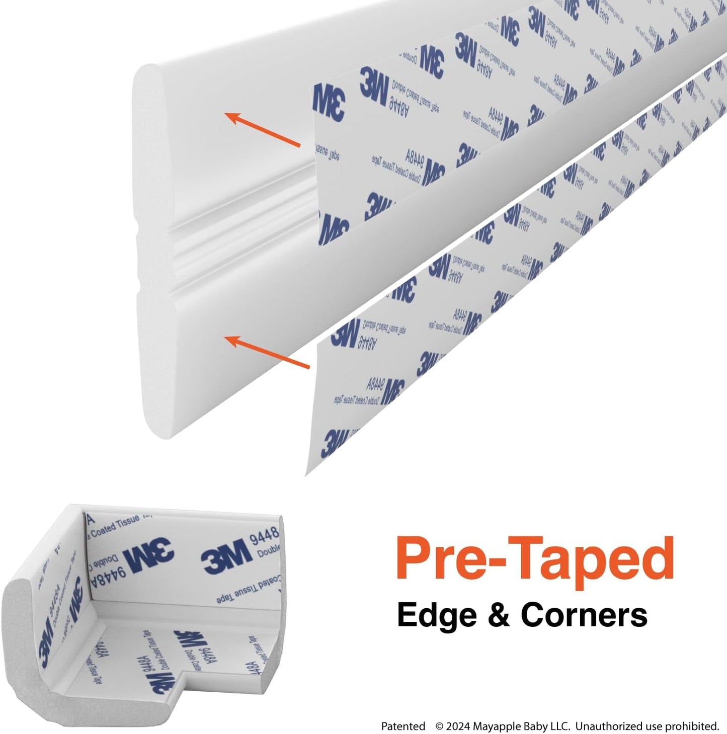 Roving Cove PreFit (Broad) Fireplace Edge Corner Protector (Extra Wide 9ft Edge 2 Corners), Baby Proofing Bumper Guards, Oyster White (Off White), Pre-Taped, for Straight Surfaces - New & Improved