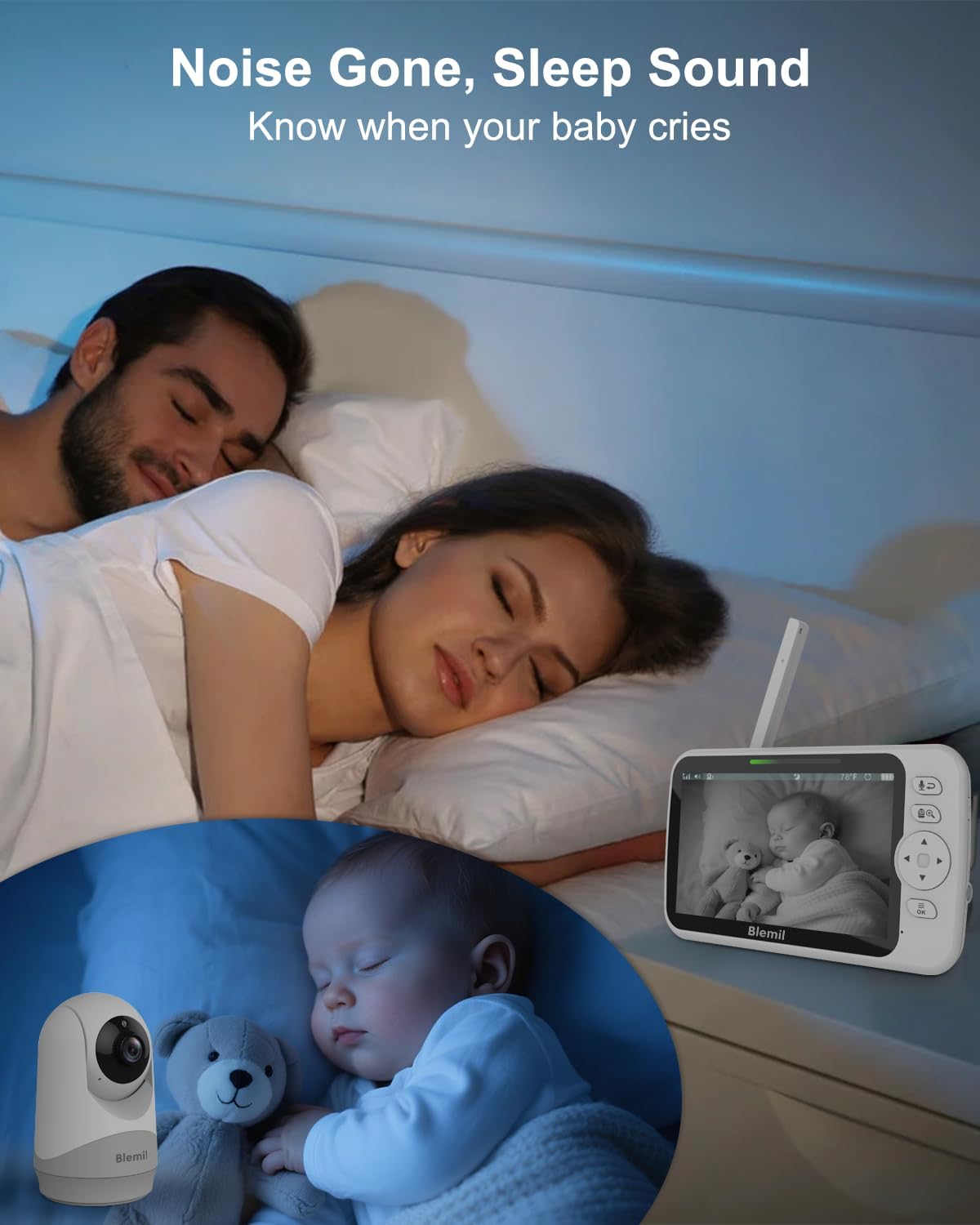 Upgrade Video Baby Monitor with Camera and Audio 6" Large Screen, 35-Hrs Battery, No WiFi Baby Monitor, Remote Pan/Tilt/Zoom Camera, 2-Way Talk, Night Vision, Temperature, 1000ft Range